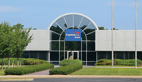 The former North Fork and Capital One bank building in Mattituck. (Credit: Carrie Miller)