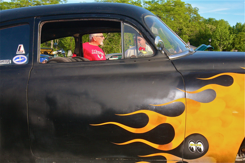 Dan Russo of Mattituck (left) and Steve Lobasso of Eastport get a closer look at a 1951 Chevrolet. (Credit: Barbaraellen Koch)