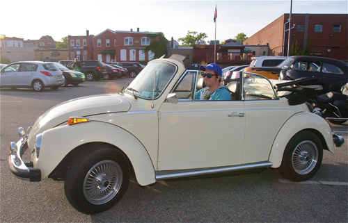 Seth Zahra of Cutchogue leaving in his 1977 Volkswagon convertible. (Credit: Barbaraellen Koch)