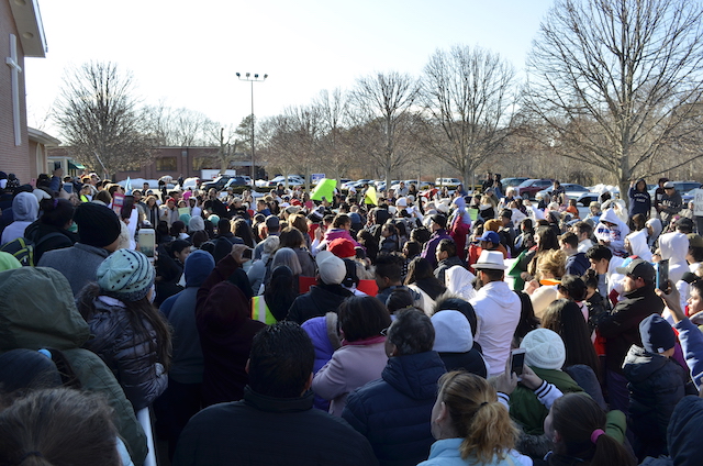 The crowd gathered at St. Rosalie's Church in Hampton Bays.