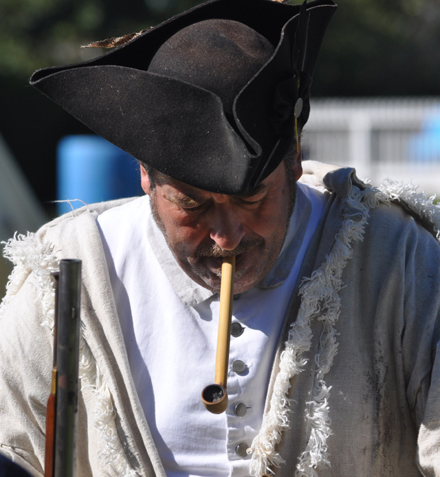 Quiet moments at the 1814 camp set up this weekend at Hallockville Museum farm. (Credit: Grant Parpan)