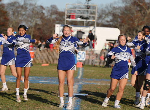 Riverhead cheerleaders perform during halftime of a football game Nov. 16. (Credit: Daniel De Mato)