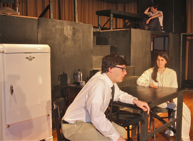 Danielle Allen of Riverhead as Linda and Ian Byrne of Baiting Hollow as Willy Loman her husband, son Patrick O'Brien of Riverhead as Biff (above). (Barbaraellen Koch photo)