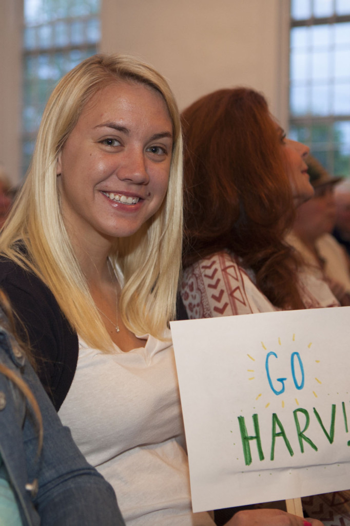 Molly Waitz of Mattituck roots for Harvey Arnoff. (Credit: Katharine Schroeder)