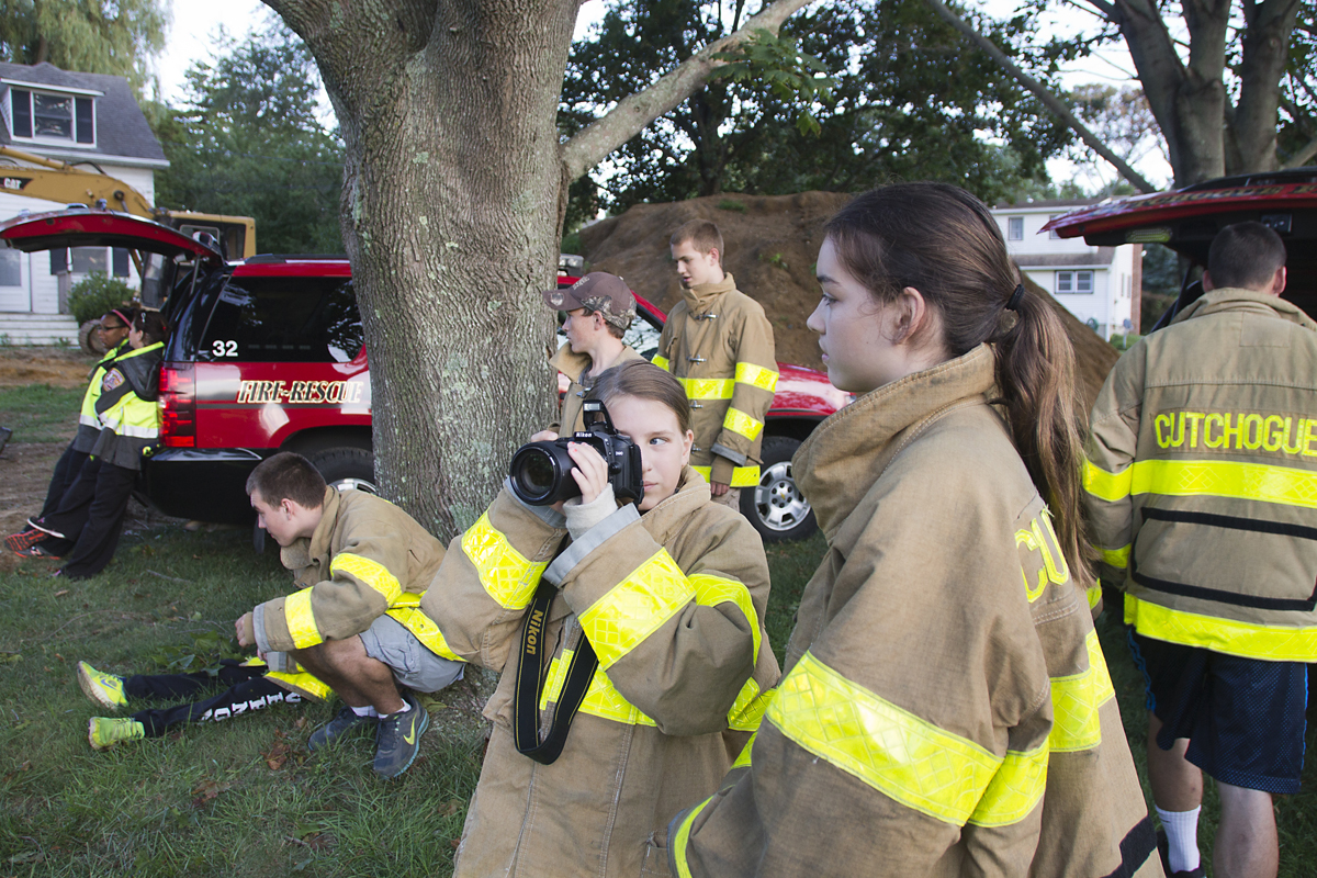 Junior firefighters watch on as the firefighters train. (Credit: Paul Squire)