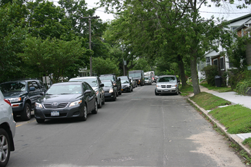 The North Ferry line down Wiggins Street in Greenport. (Credit: Ambrose Clancy, file)