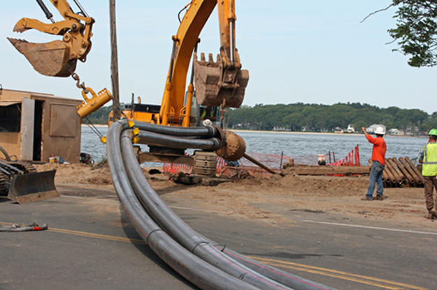 PSEG construction on Shelter Island. (Credit: Shelter Island Reporter, file)