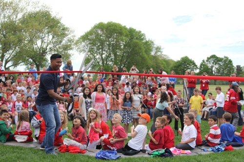 Southold High School 2002 graduate Pete Castillo, owner of Castillo Scapes in Southold, donated $25,000 for Southold Elementary School's amphitheater. (Credit: Jen Nuzzo photos)