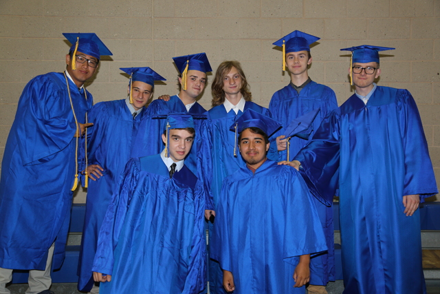 Top: Austin Gao, Shane Uher, Griffin Rienecker, Elliot Lang, Brett Slack and Jake Gambaiani. Bottom: Rocco Genovese (right) and Ben Herbert. (Credit: Krysten Massa)