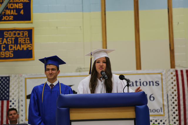 Samantha Smilovich and Samuel Shaffery recite the invocation speech before the opening remarks  (Credit: Krysten Massa)