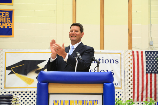 Principal Shawn Petretti gives the opening remarks. (Credit: Krysten Massa)