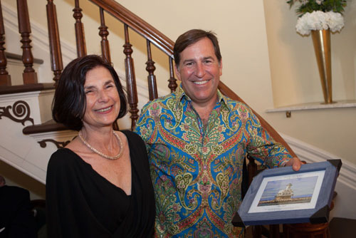 Tall Ships committee members Linda Kessler and BID president Peter Clarke.