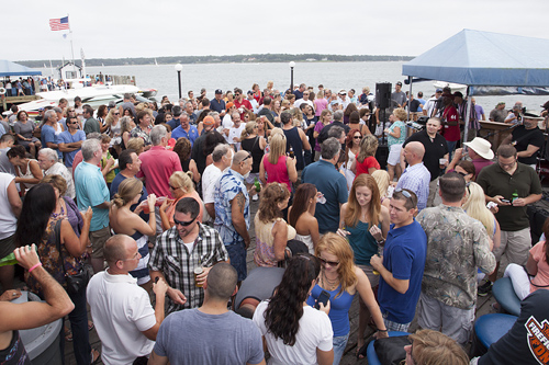 Patrons at Claudio's Clam Bar in Greenport. (Credit: Katharine Schroeder)