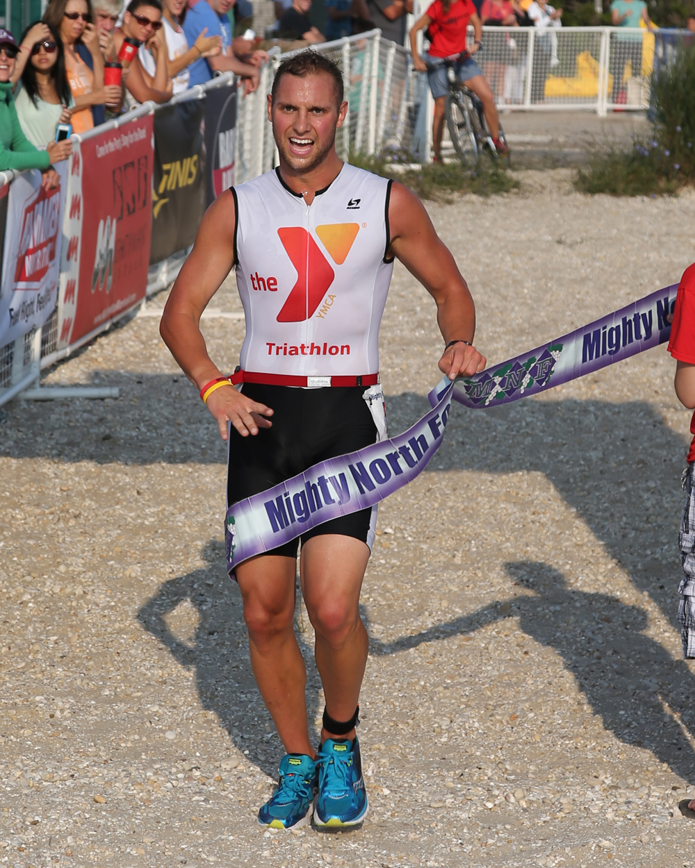 Tim Steiskal of Brookhaven was the winner of the Mighty North Fork Triathlon with a time of 46:36. The event was held at Cedar Beach in Southold Sunday. (Credit: Daniel De Mato)