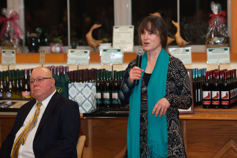 Presenter Karen Rivara, Long Island Farm Bureau president. (Credit: Katharine Schroeder)