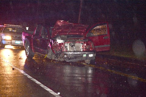 Mr. Costello's pickup truck following the Dec. 2014 fatal crash in Greenport. (Credit: AJ Ryan, Stringer News Service)