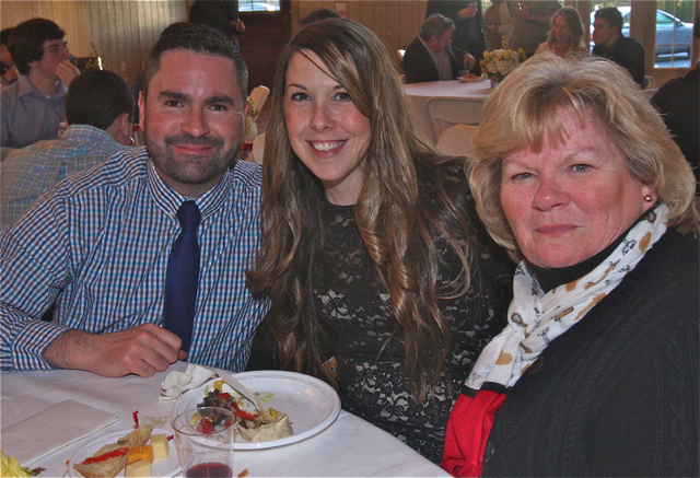 Suffolk Times Sports Person of the Year: Mat Litchhult (left) with his wife Stefanie and mother Peggy Litchhult. (Credit: Barbaraellen Koch)