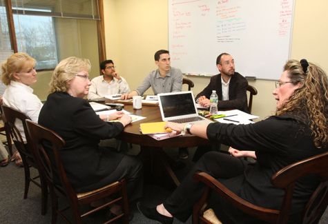 Buncee founder Marie Clarke Arturi (far right ) and her team (clockwise from her) attorney Par Blake, business manager Mary Mitchell, chief technology officer Lincoln Pahua, marketing Mark Arpaia and chief creative officer Colin Goldberg.