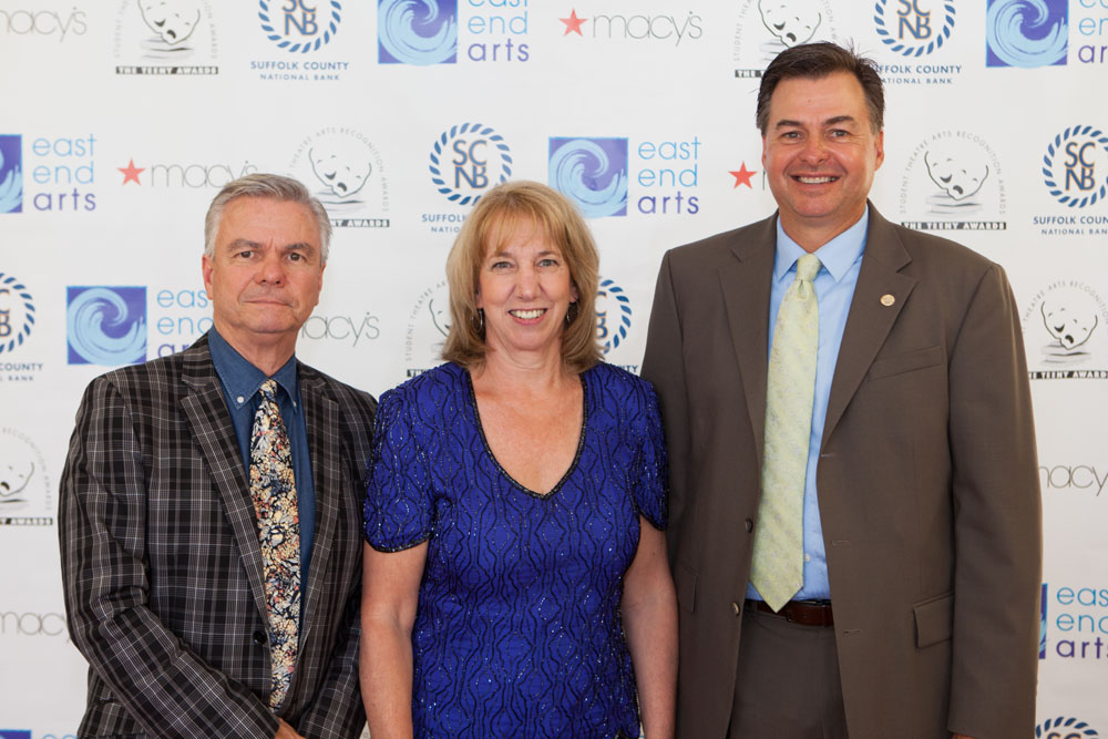 Broadway producer Thomas Farrell, East End Arts' Pat Snyder and County legislator Al Krupski. (Credit: Katharine Schroeder)