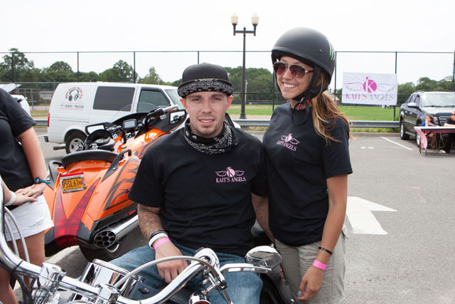 Paul Maffetone of Laurel and Danielle Oliveras of Aquebogue arrive at the party. (Credit: Katharine Schroeder)