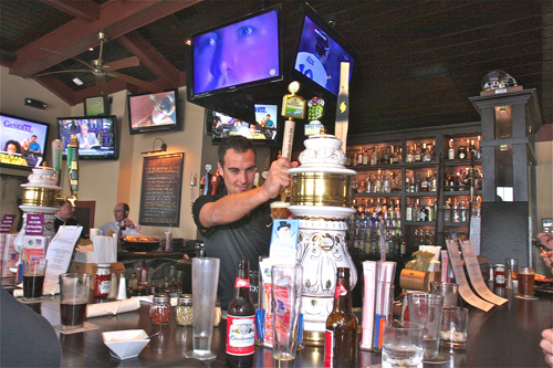 BARBARAELLEN KOCH PHOTO  |  Legends bartender Jonathan Polistena behind the bar Wednesday afternoon. Legends