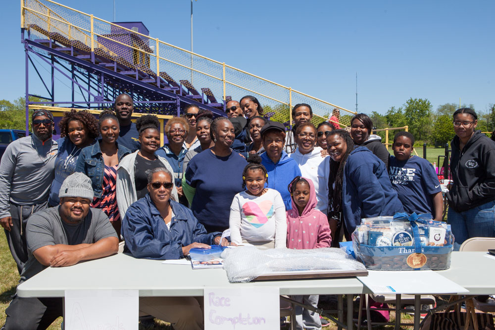 Michael Brown's sister Karre Brown (standing, second from left) with organizers of the event. (Credit: Katharine Schroeder)