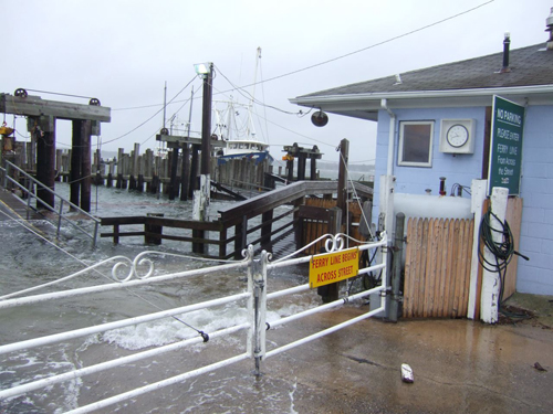 North Ferry ramp Greenport Hurricane Sandy Monday