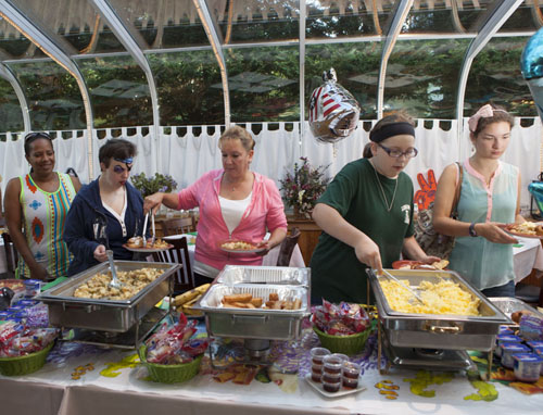 The breakfast buffet.