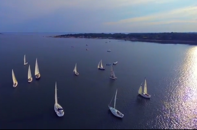 Andrew James Productions in Mattituck used a drone to capture this unique view of sailboat races around Robins Island.