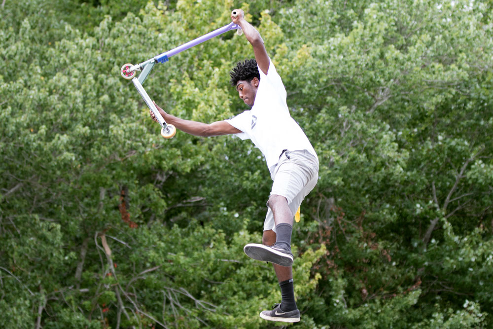 Darius Brew, 16, shows off his skills.