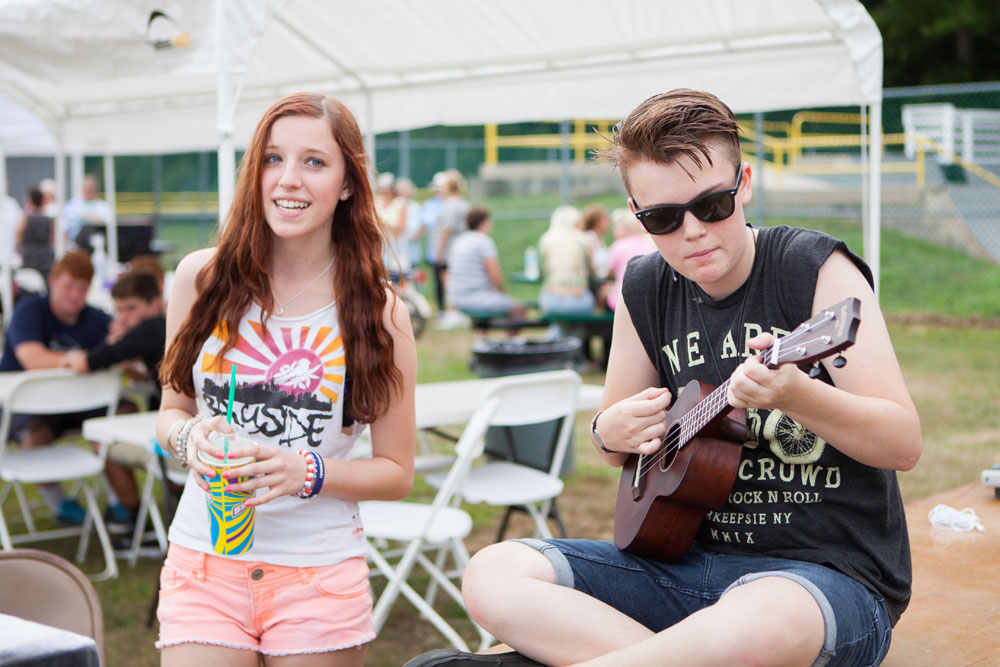  Cora Small of Southold sings while Keaton Comiskey accompanies on the ukulele.