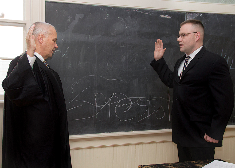 Jack Martilotta is sworn in as a Village Trustee last year. (Credit: Paul Squire, file)