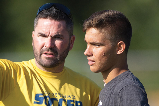 Matt Litchhult coaches a practice in 2014. He went out on top this year, stepping away from coaching days after winning a state title. (Credit: Garret Meade, file)