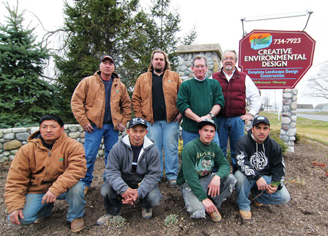 Creative Environmental Design owner David Cichanowicz, back row right, with staff.