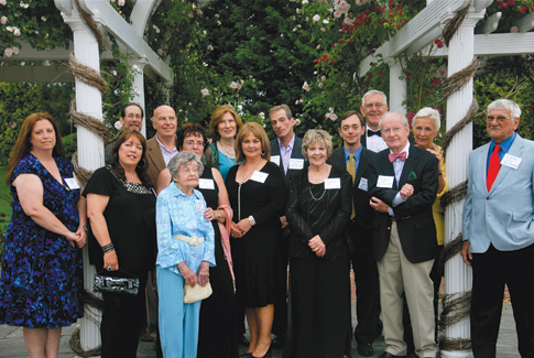 North Fork Community Theatre past presidents and family representatives at the June 17 'Building on Tradition' gala at Vineyard Caterers to benefit the NFCT building fund. Current president Mike Hipp is fifth from right.