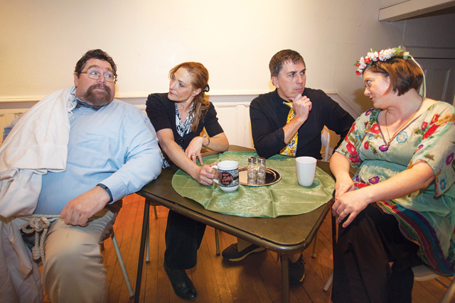 Michael Horn as God, Susan Hedges as Mrs. God, Bill Kitzerow as Satan and Sarah M. Storjohann as Mother Nature in
