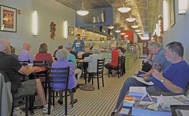 Poetry lovers gathered at Blue Duck Bakery in Riverhead Sunday for Poetry Street. (Credit: Krysten Massa)