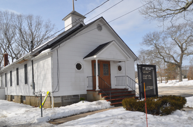 A crosswalk will soon connect Unity Baptist Church in Mattituck to the shopping center across the street. (Credit: Grant Parpan)