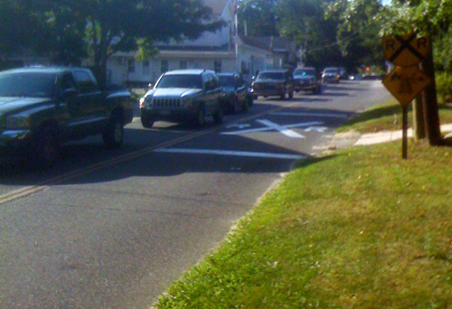 KEN ALLAN PHOTO | Westbound traffic from Route 48 being diverted up Peconic Lane around 5 p.m. Sunday.