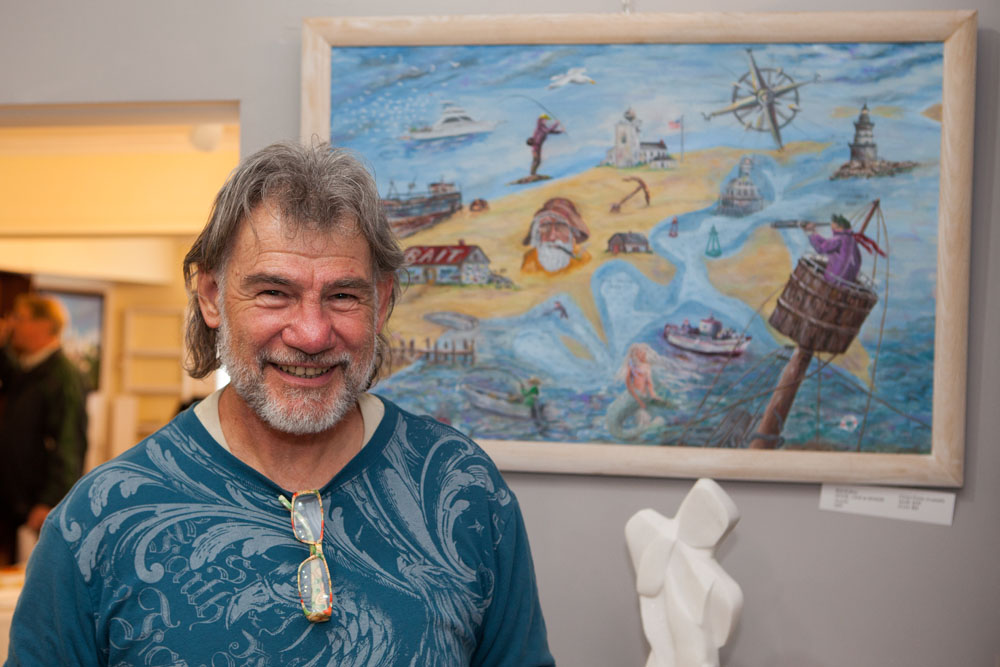 Guild president Bob Kuhne with his latest work 