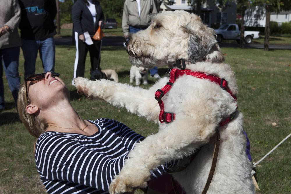 Abby, age 2, of Mattituck shows some love to Leah Sullivan.