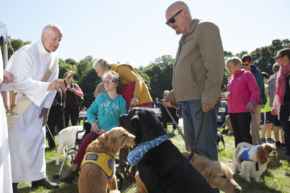 The Benthal family with their dogs.