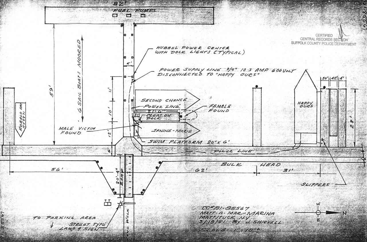 A police diagram of the crime scene. (Credit: Suffolk County Police Department)
