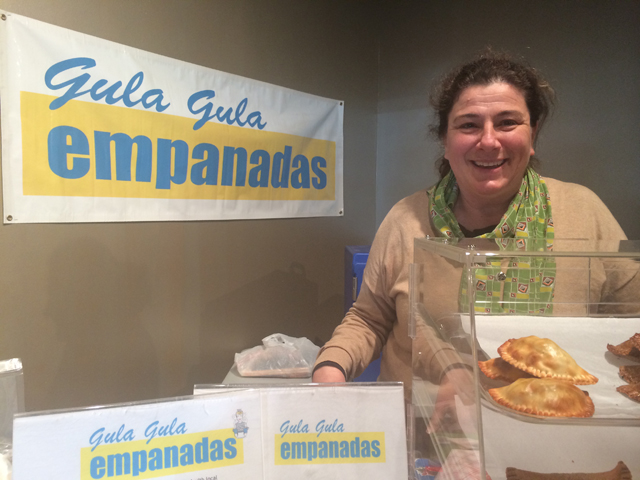 Luchi Masliah of Gula Gula Empanads at the Riverhead Farmers Market on Saturday. (Credit: Vera Chinese)