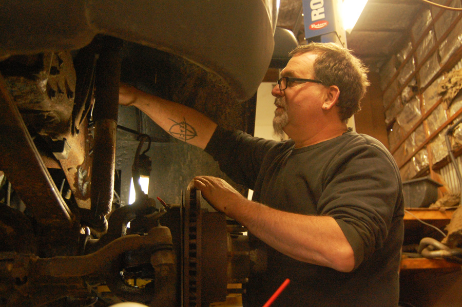 Mike Burkowski in his Peconic shop last week. (Credit: Cyndi Murray)
