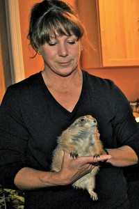 Donna Jester with pet prairie dog in Southold. Donna Jester, Tyler's Automotive, Prairie Dogs